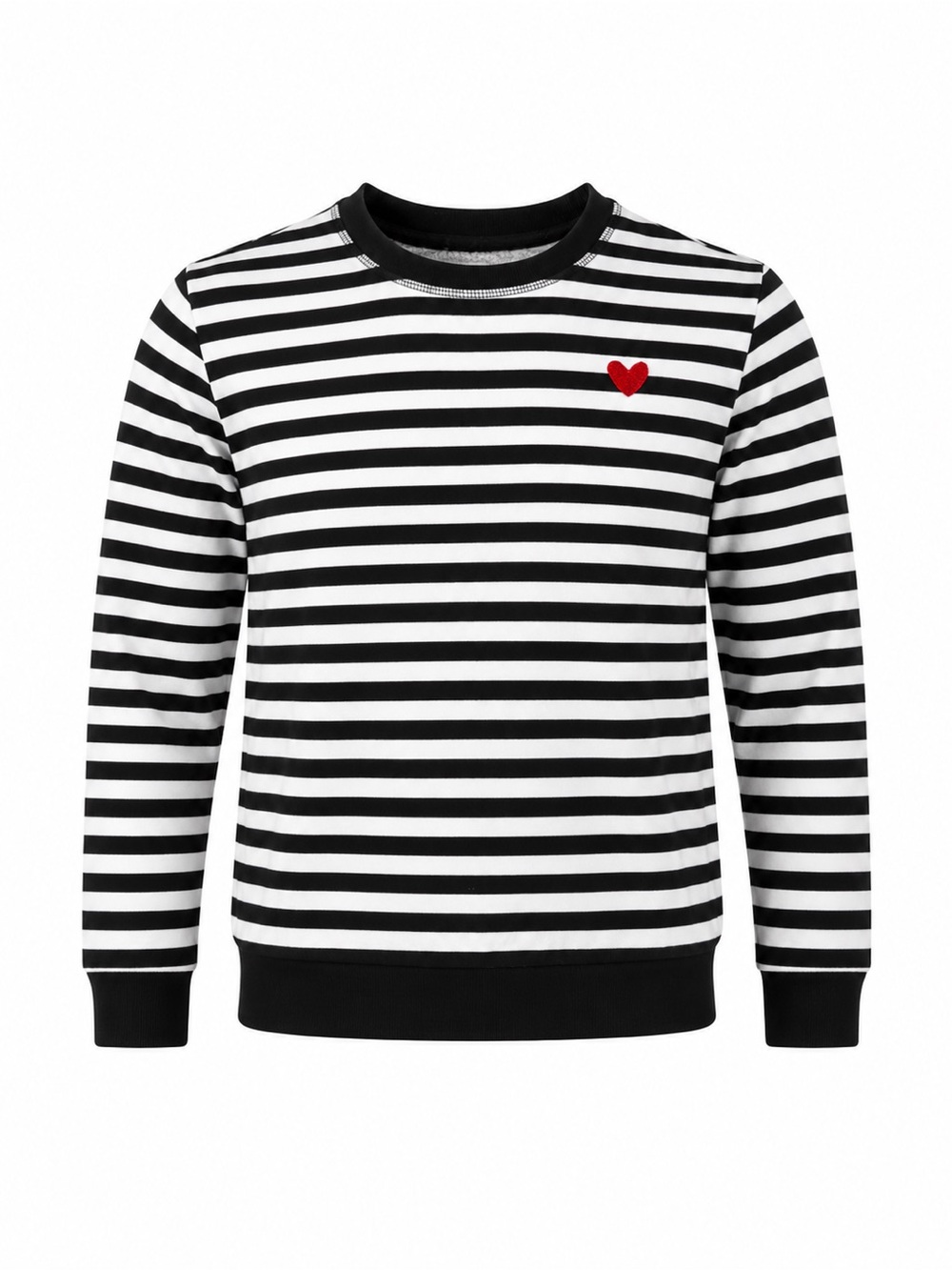 Reserved Black White Striped Heart Sweatshirt‎ Parisian Preppy Crewneck Top M